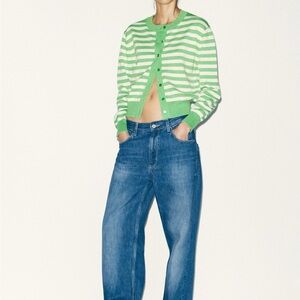 Zara Terez Green and White Striped Cardigan